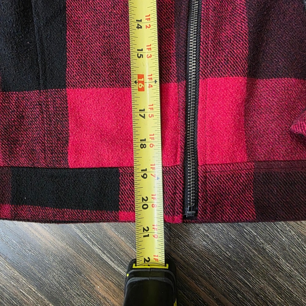 Rock‎ & Republic Red Buffalo Plaid Asymmetric Zip Sherpa Hood Jacket XL - Picture 5 of 8